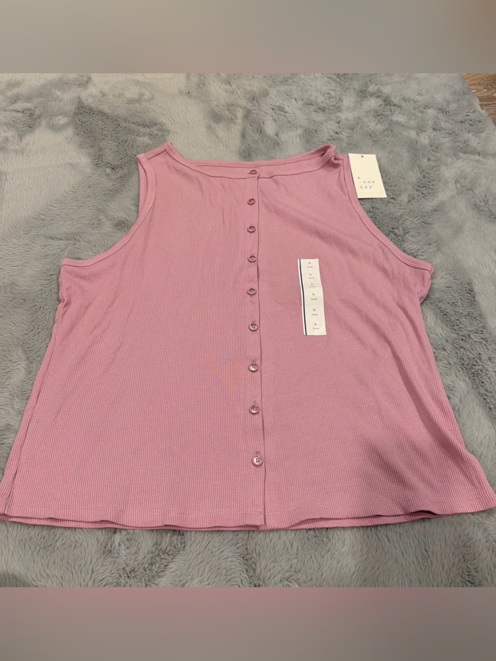 a new day Dusty Rose Ribbed Button-Back Tank Top